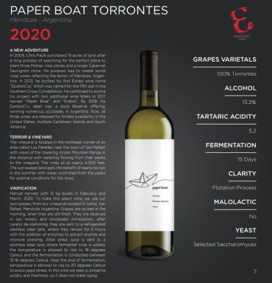Rượu Vang Trắng Paper Boat Torrontes 